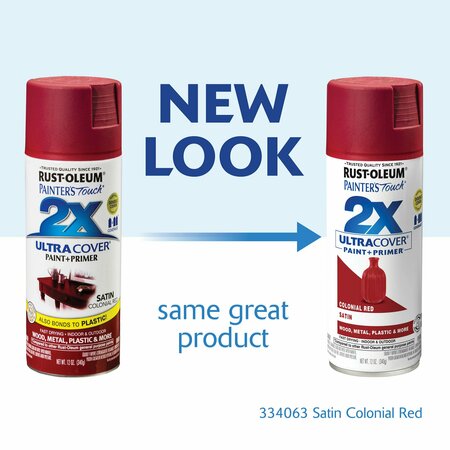 Rust-Oleum Spray Paint, Colonial Red, Satin, 12 oz 334063